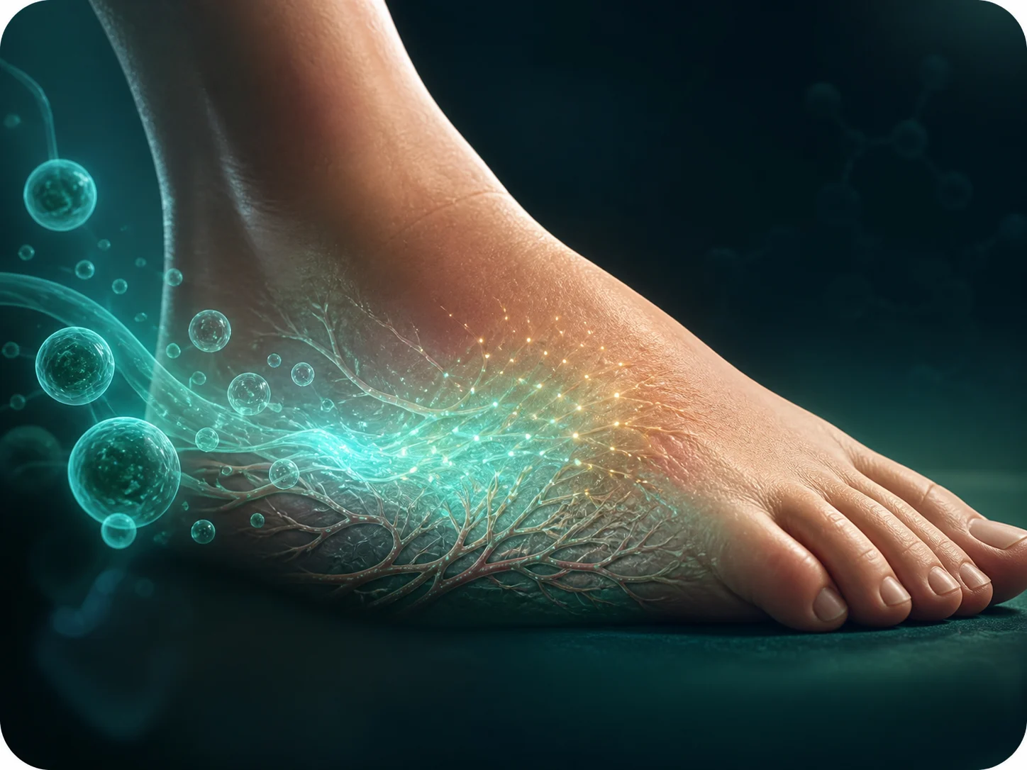 Biomedical artwork representing stem-cell-supported diabetic wound repair