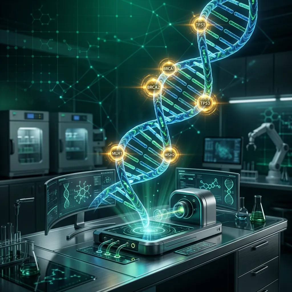 Modern molecular genetics diagnostic visual for CEMB hereditary cancer screening