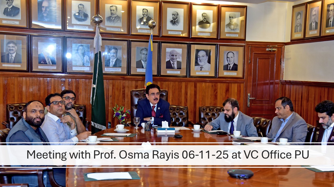 The VC, PU, Prof. Dr. Muhammad Ali, convened a virtual meeting with Prof. Dr. Osama Rayis, Chair of Agripreneurship, Arab Organization for Agricultural Development (AOAD)